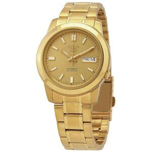 NWT Authentic Seiko 5 Automatic Gold Dial Yellow Gold-tone Men's Watch